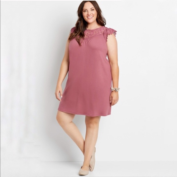 $19 SALE!!!! Magenta Crochet Sleeve Shift Dress - Picture 4 of 16